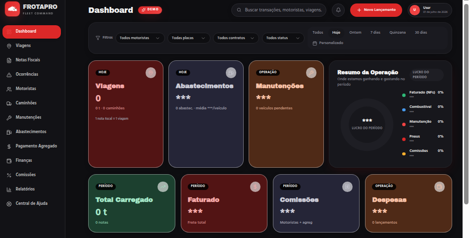 Preview Demo 2 — FrotaPro Fleet Command